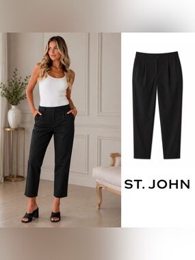 NEW ST. John Twill Ankle Pant in Black